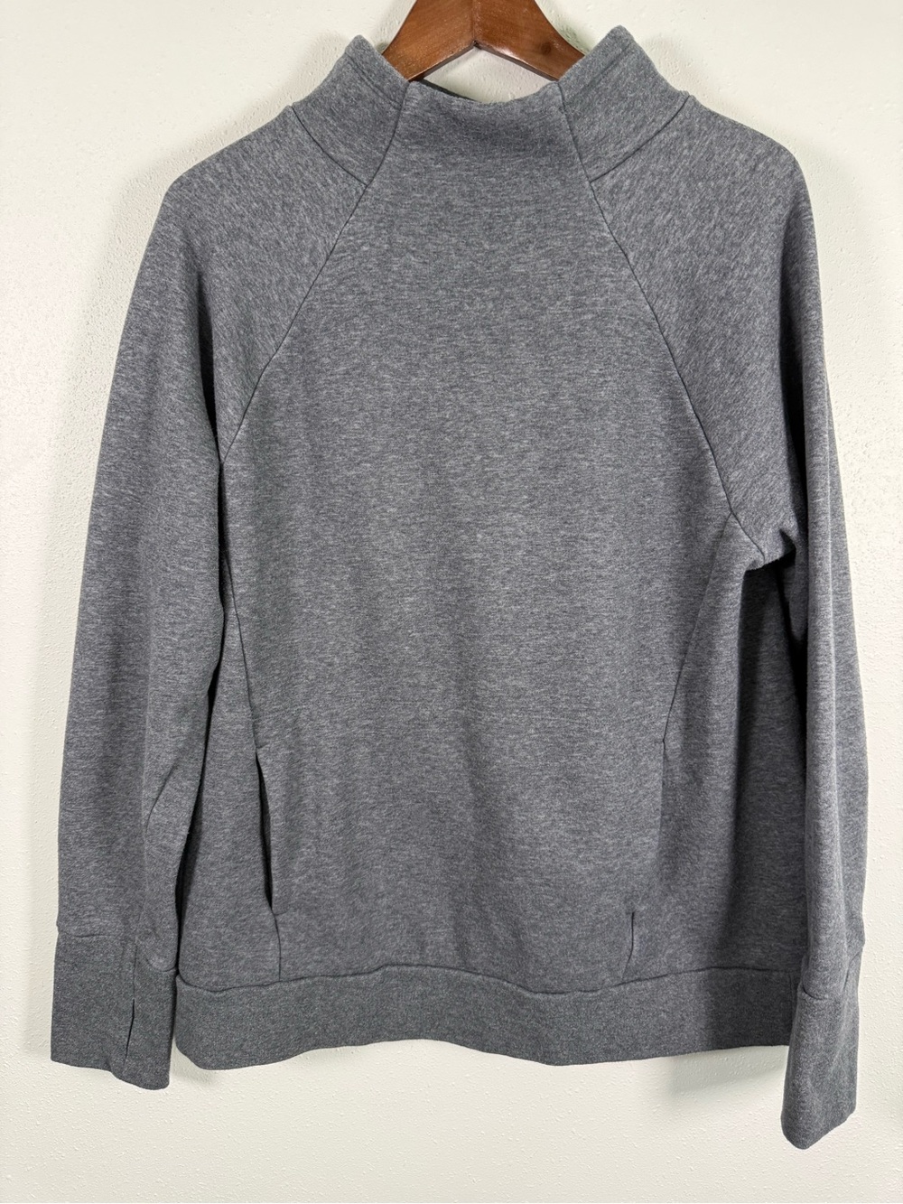 Fabletics Zaylee Funnel Neck Fleece Pullover Heather Gray Size Large